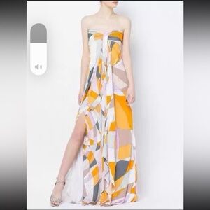 Emilio Pucci Strapless Dress in Orange and Gray
